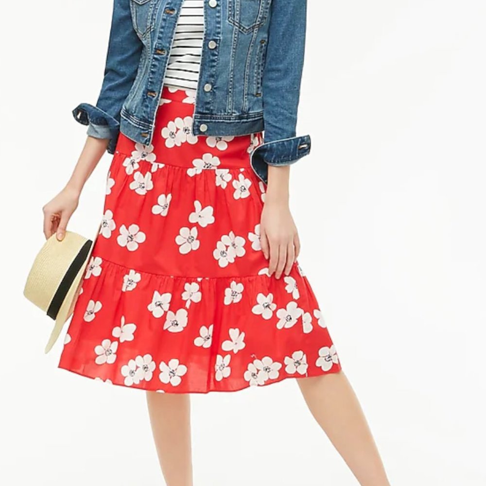 NWT J.Crew Tiered midi skirt $79